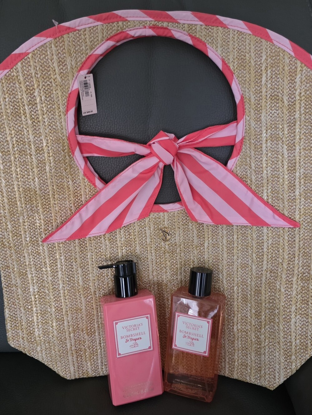 VICTORIA'S SECRET Bombshell St.Tropez Fragrance Mist, Lotion and Strawbag